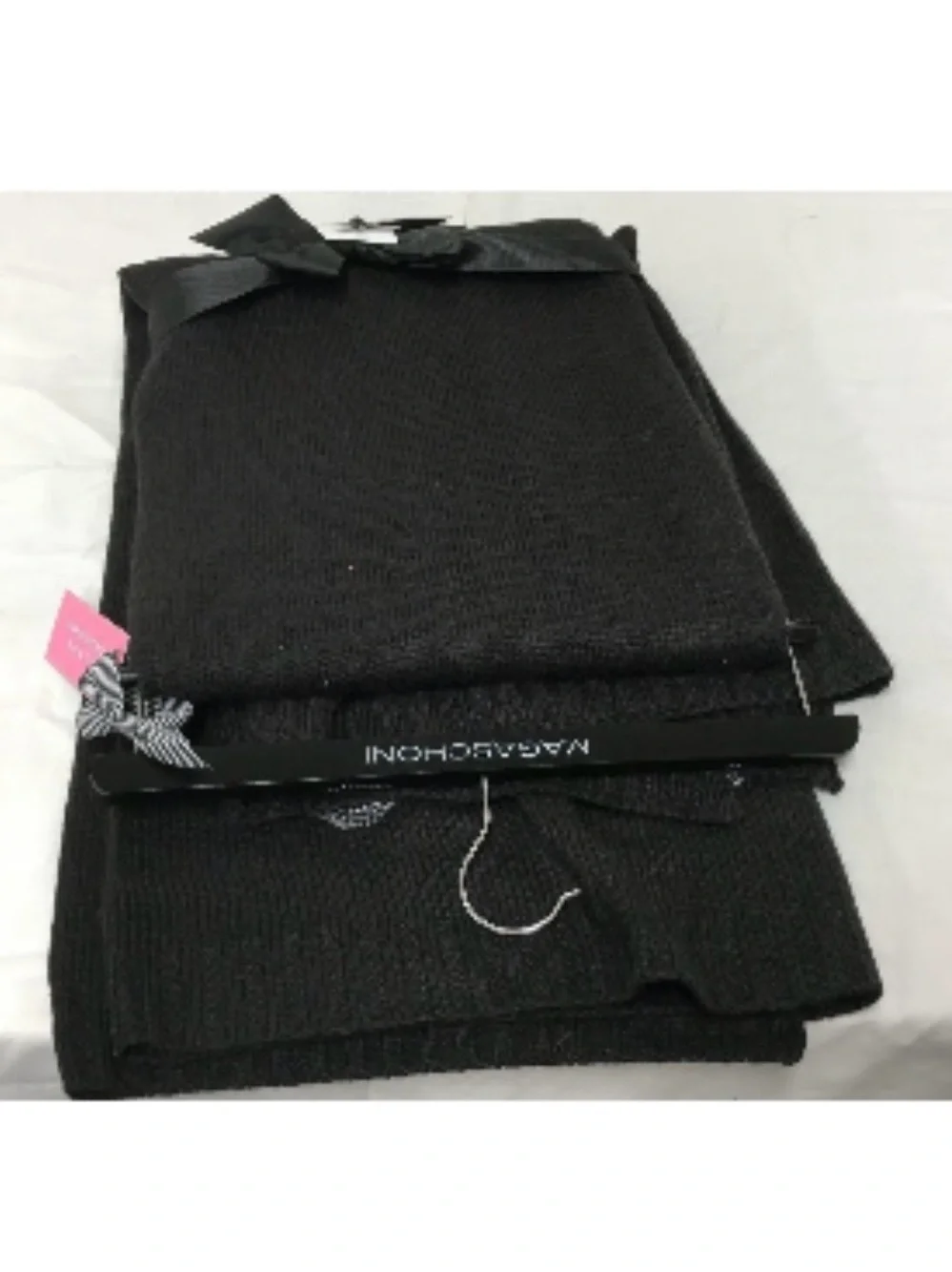 Magaschoni Black Scarf with Silver Skull Embellishments